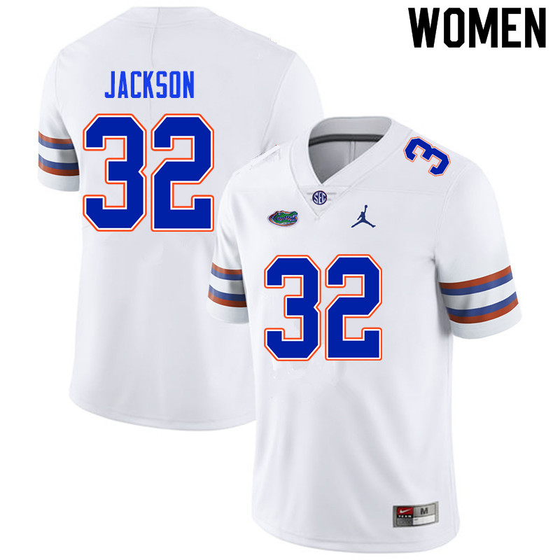 Women #32 N'Jhari Jackson Florida Gators College Football Jerseys Sale-White - Click Image to Close